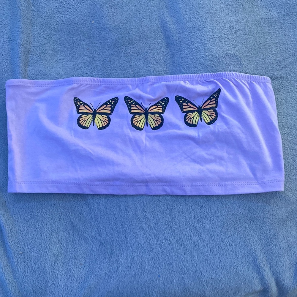 Purple medium bandeau top with butterflies